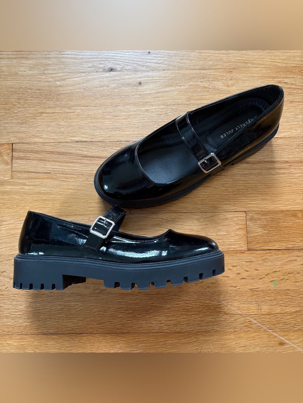 Shiny Black Mary Jane Platform Loafers
